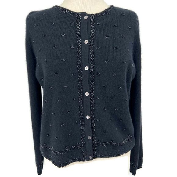 Vintage Valerie Stevens Furblend Cardigan Beaded Lambswool Angora S - Picture 6 of 6